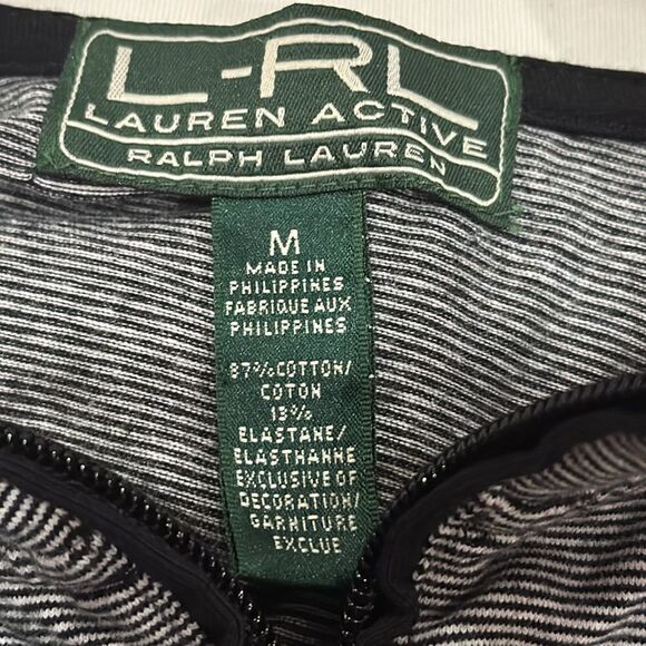 LRL Ralph Lauren Active Women’s Black White Stripe Long Sleeves Jacket size M - Picture 6 of 8